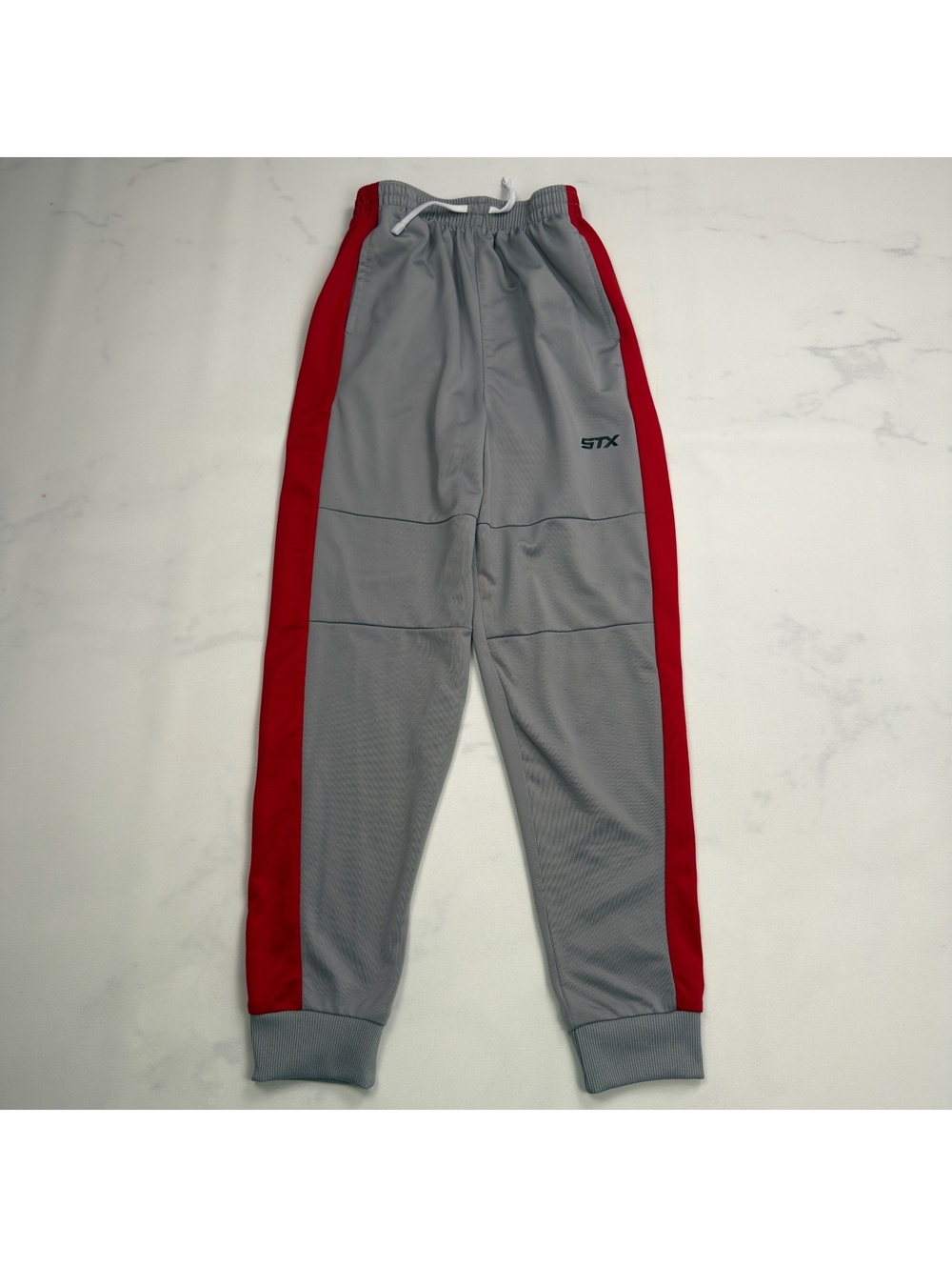 STX Athletic Track Pants Gray Red Side Stripe - Boys M